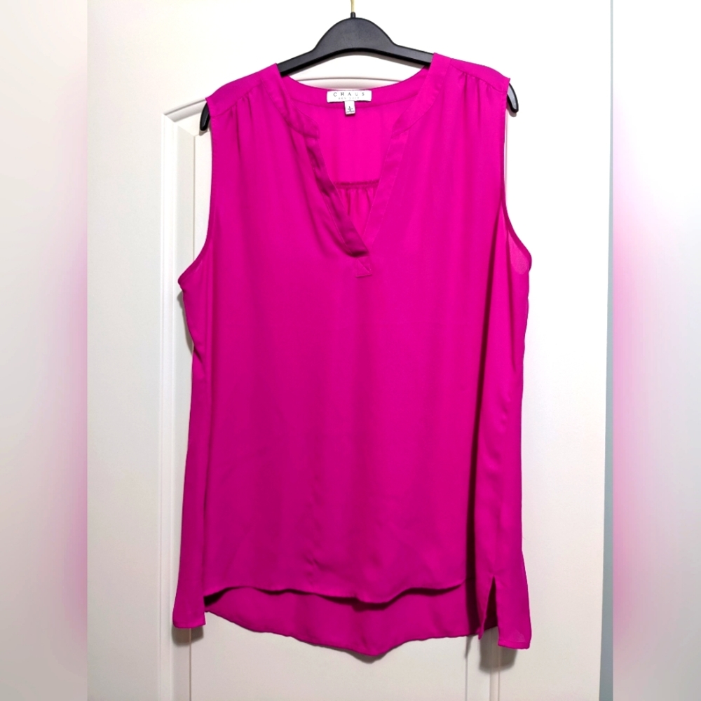 Hot pink sleeveless top Large